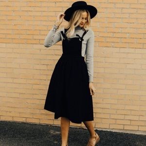 ‘Roolee’ Black Midi Overall Dress